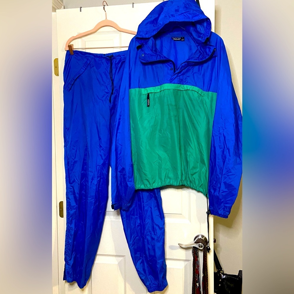 Patagonia Vtg Windbreaker Rain Set Sz L Pneumatic Pullover Simple Guide Pants